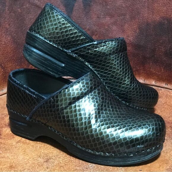 Dansko Dark Green Snakeskin Professional/ Mermaid Scale Clog (37) - Picture 1 of 9